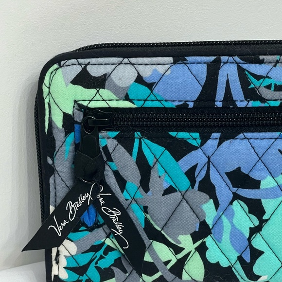 Vera Bradley Blue Teal Black Floral Quilted Wallet - Picture 5 of 14